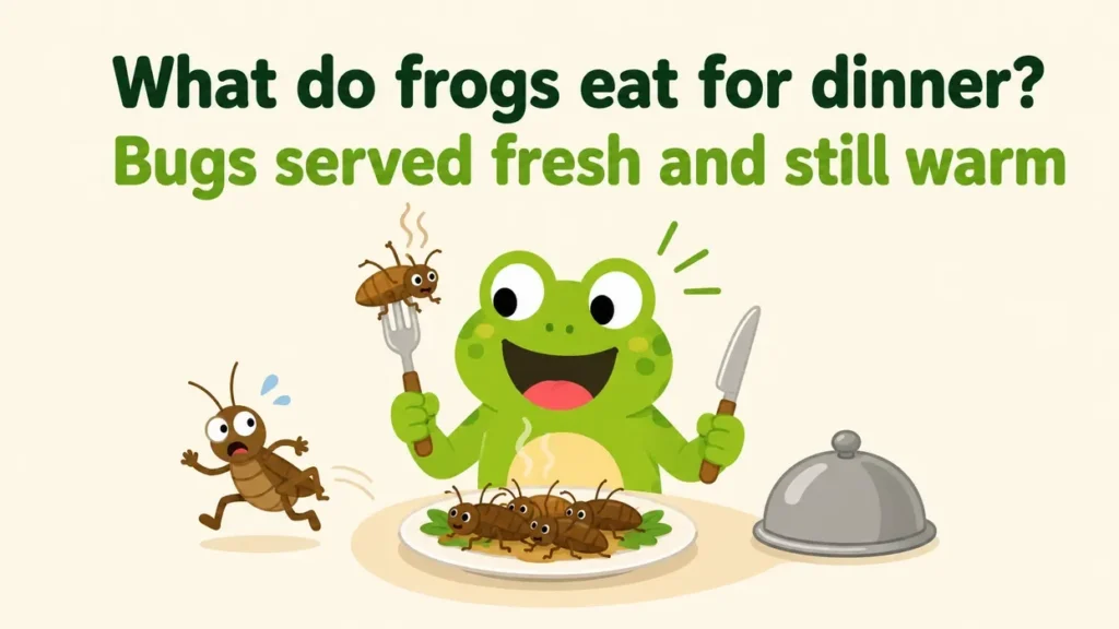 What do frogs eat for dinner Bugs served fresh and still warm. frog okes
