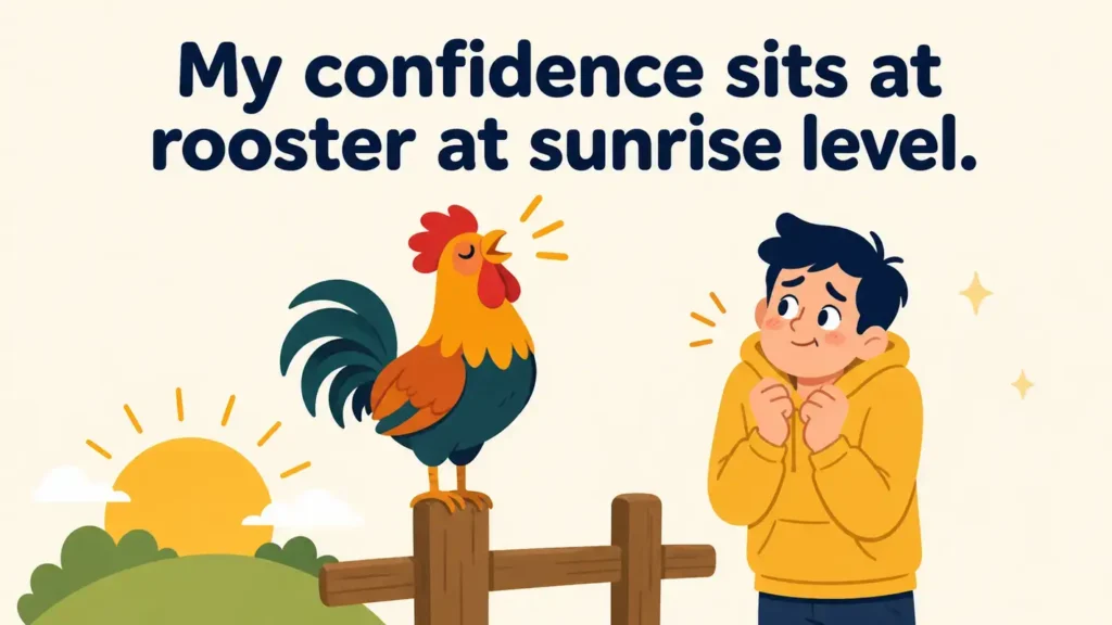 My confidence sits at rooster at sunrise level.