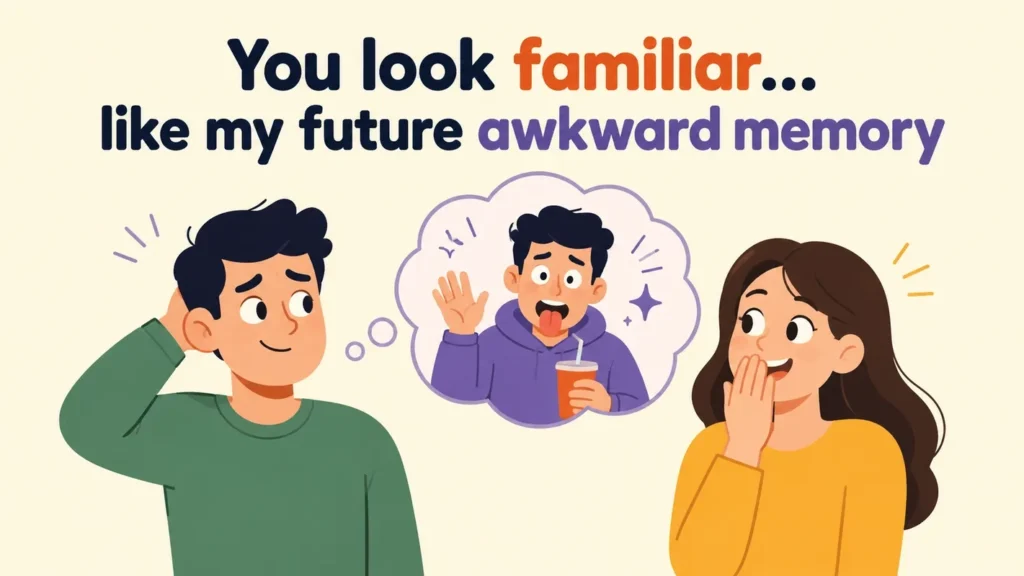 You look familiar… like my future awkward memory dad pick up lines