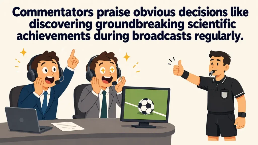 Commentators praise obvious decisions like discovering groundbreaking scientific achievements during broadcasts regularly.
