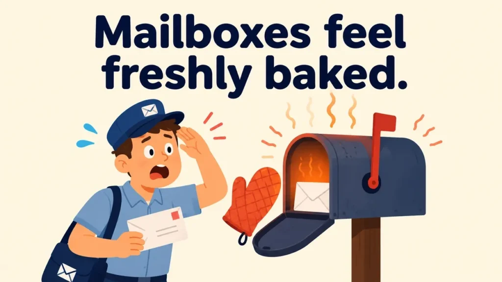 Mailboxes feel freshly baked.how hot is it jokes