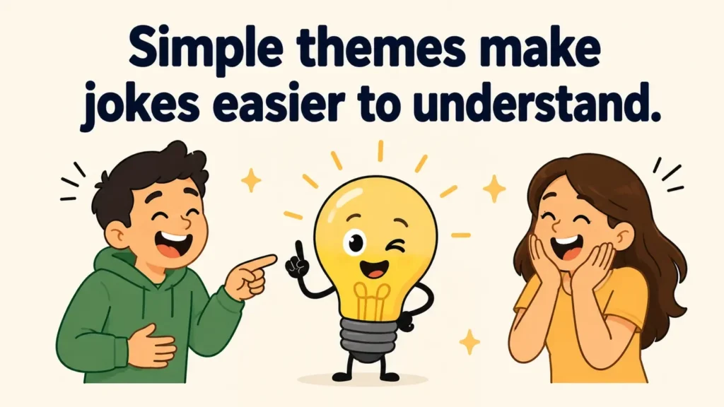 Simple themes make jokes easier to understand.taco-puns