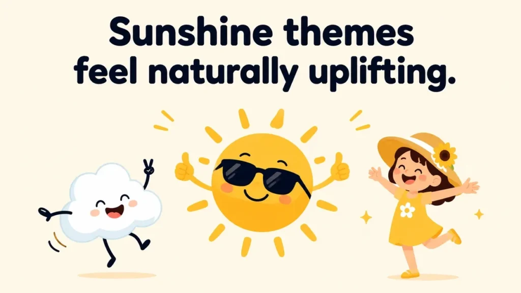 Sunshine themes feel naturally uplifting.sunscreen puns
