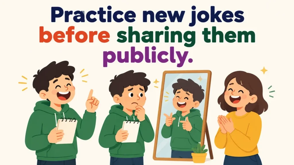 Practice new jokes before sharing them publicly.