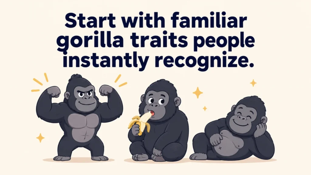Start with familiar gorilla traits people instantly recognize.