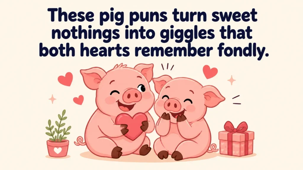 These pig puns turn sweet nothings into giggles that both hearts remember fondly.