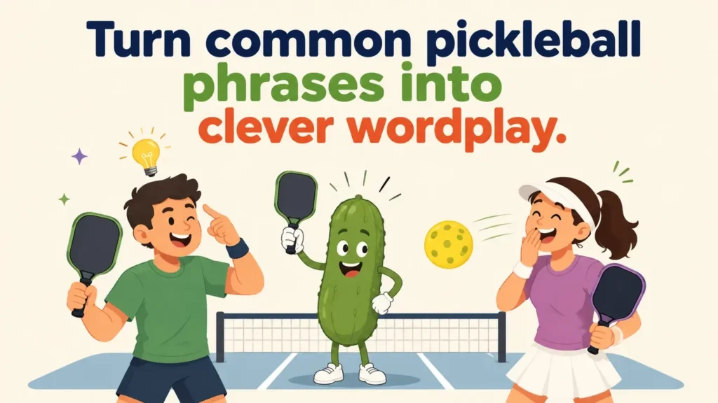 Turn common pickleball phrases into clever wordplay.