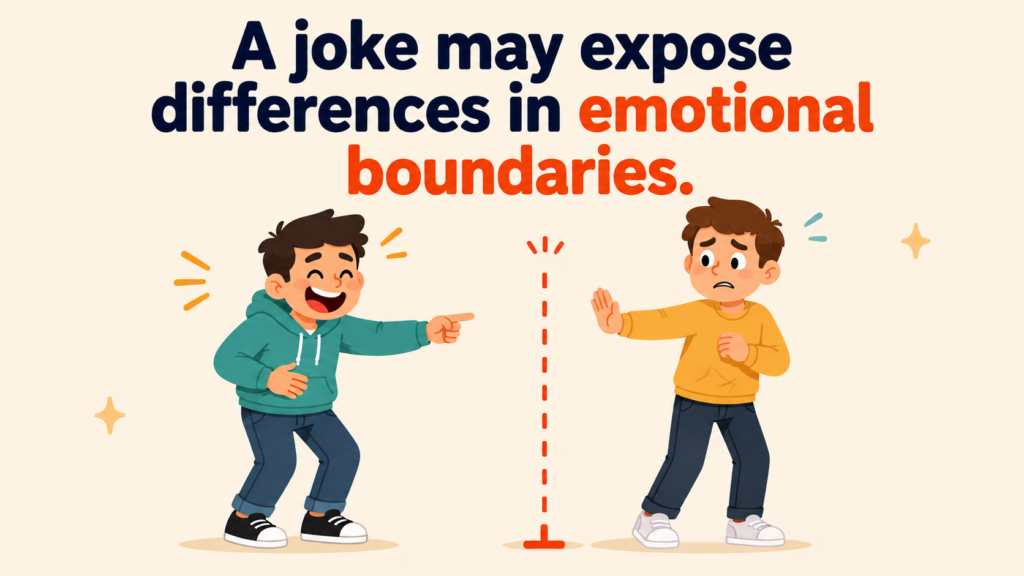 A joke may expose differences in emotional boundaries.