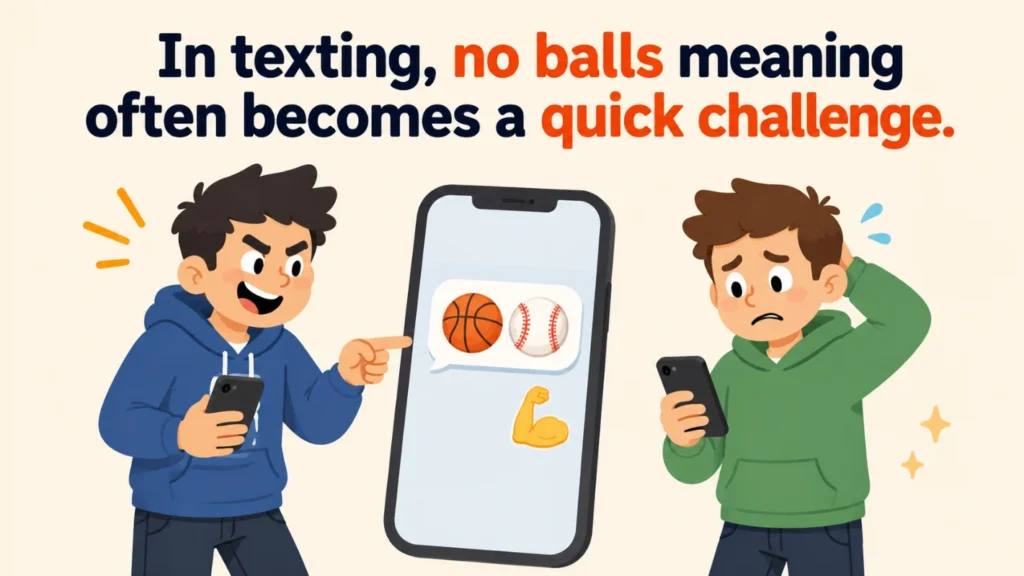In texting, no balls meaning often becomes a quick challenge.