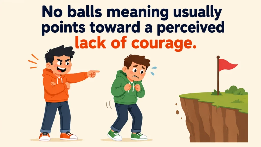 No balls meaning explained clearly with examples, slang context, emotional tone, and better ways to respond when someone challenges your courage.