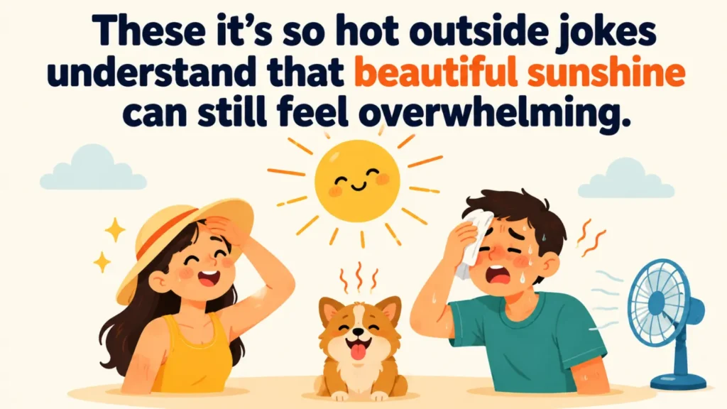 These it’s so hot outside jokes understand that beautiful sunshine can still feel overwhelming.