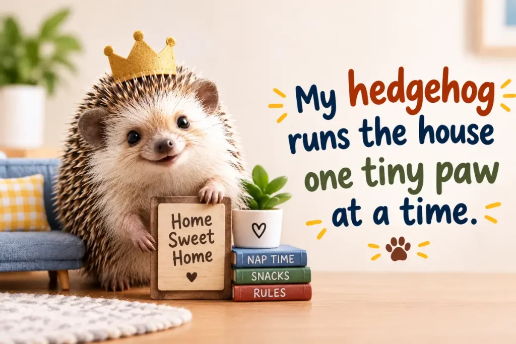 Hedgehog Puns My hedgehog runs the house one tiny paw at a time.